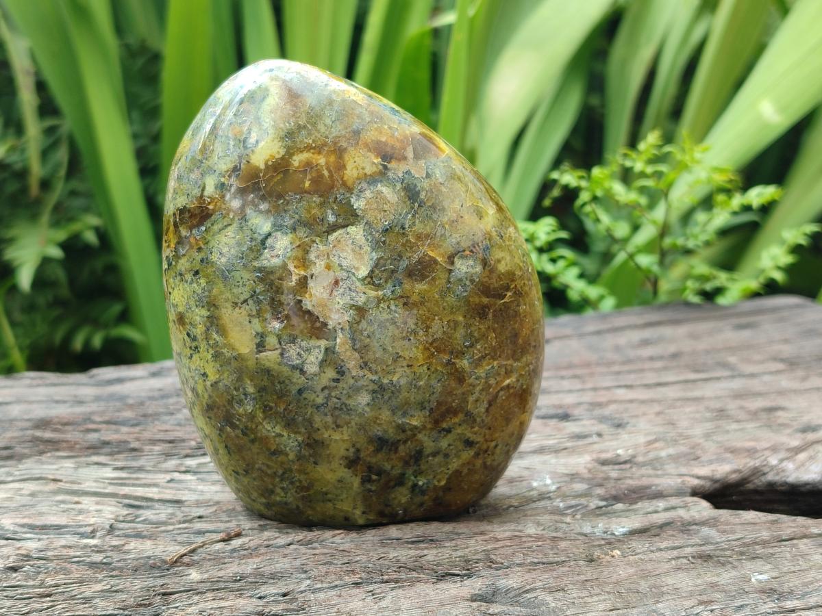 Polished Green Opal Standing Free Forms x 4 From Betroka, Madagascar