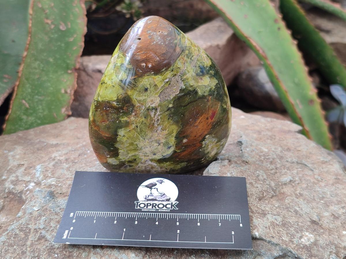 Polished Green Opal Standing Free Forms x 4 From Betroka, Madagascar