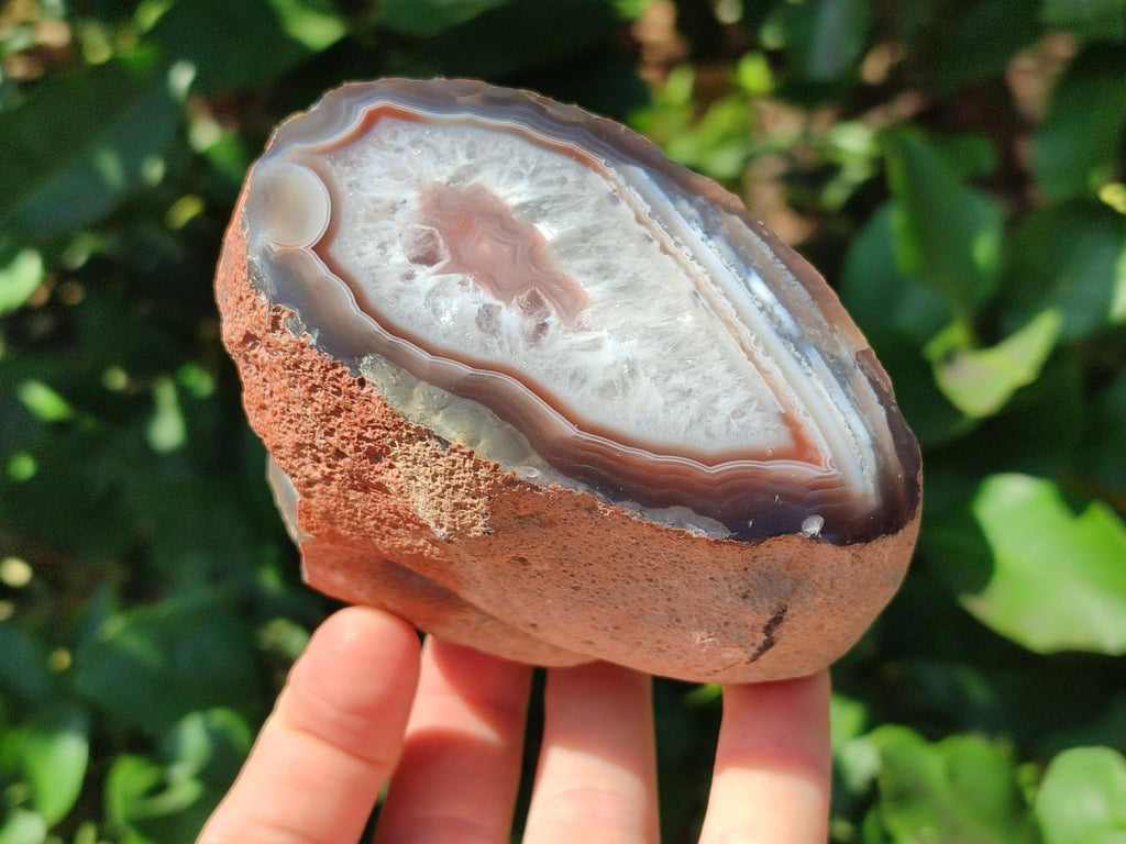 Polished One Side Red Shashe River Agate Nodules x 4 From Shashe River, Zimbabwe