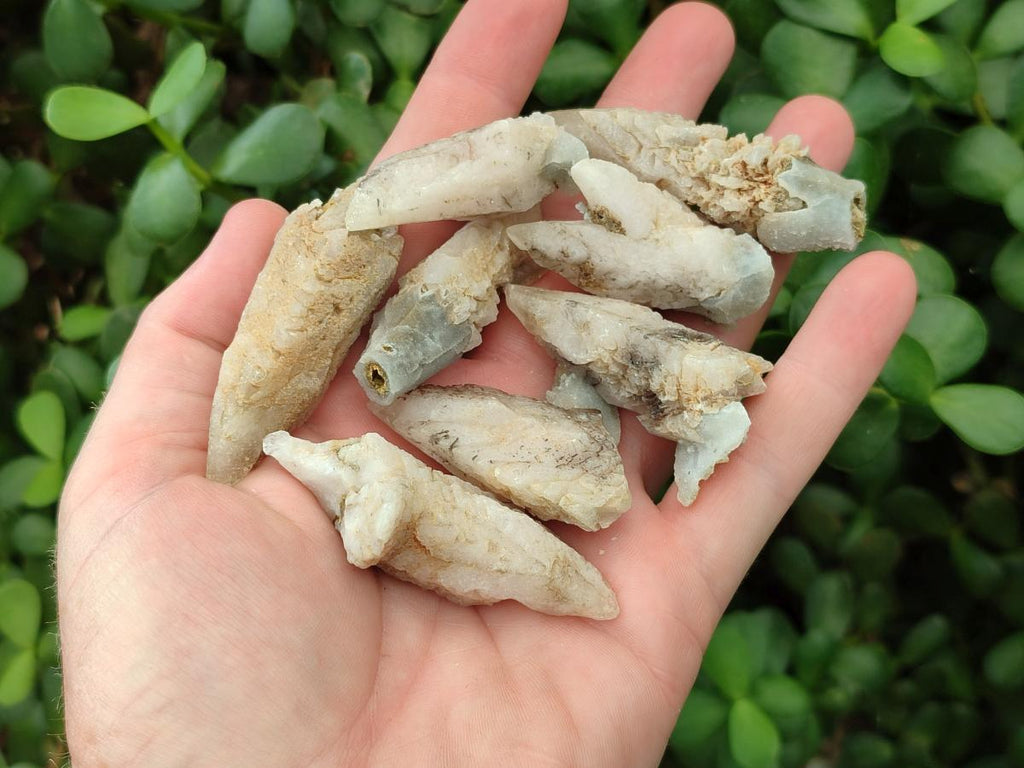 Natural Drusy Quartz Coated Spearhead Calcite Crystals x 70 From Albert's Mountain, Lesotho
