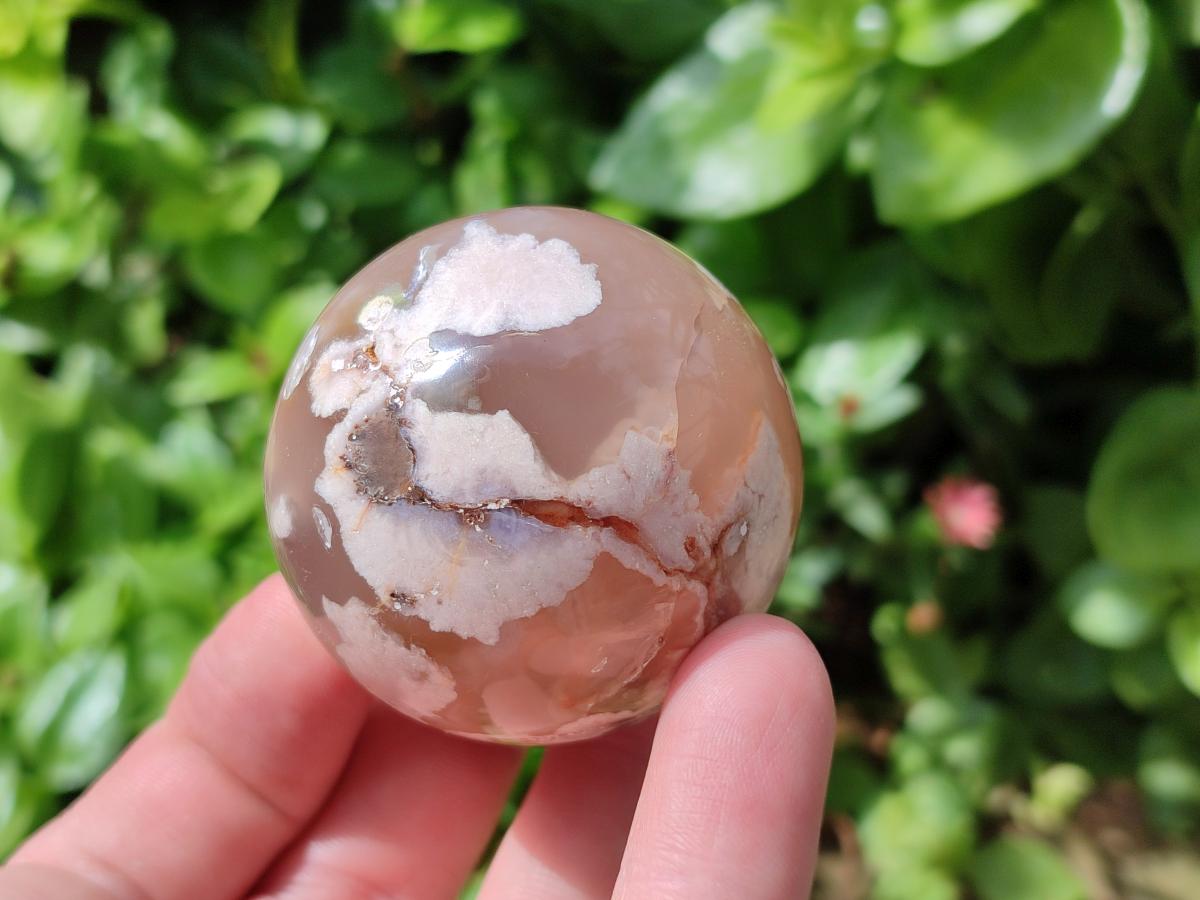 Polished Mixed Flower Agate Spheres and Standing Free Forms x 6 From Antsahalova, Madagascar