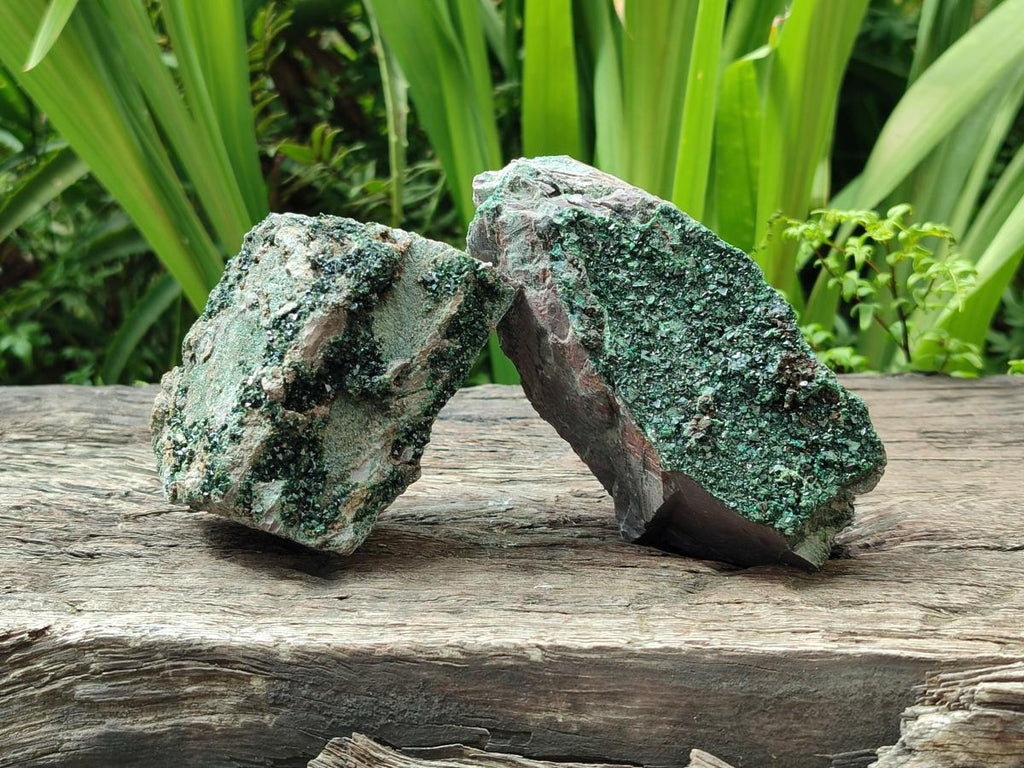Natural Libethenite Crystals on Dolomite Matrix Specimens x 4 From Shituru, Congo