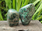 Polished Emerald Mica 'Mutokolite' Standing Free Forms x 2 From Mutoko, Zimbabwe