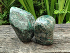 Polished Emerald Mica 'Mutokolite' Standing Free Forms x 2 From Mutoko, Zimbabwe