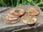 Hand Made Ammonite Conglomerate Coffee Table Coasters x 6 From Mahajanga, Madagascar
