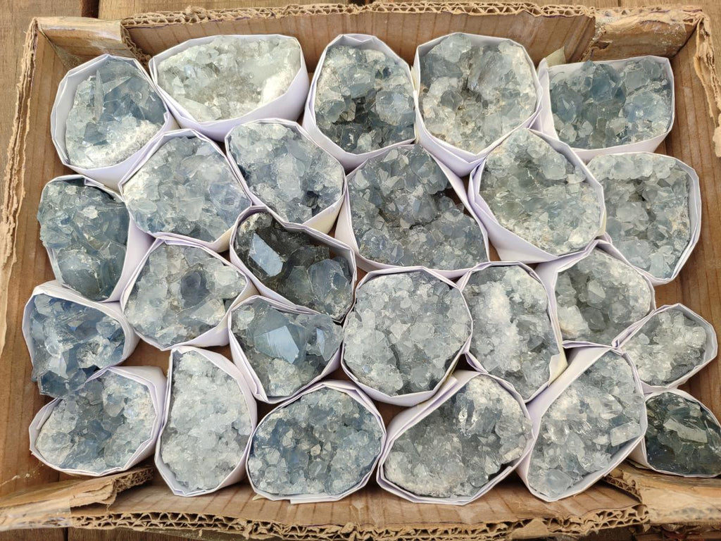 Natural Blue Celestite Specimens x 25 From Sakoany, Madagascar