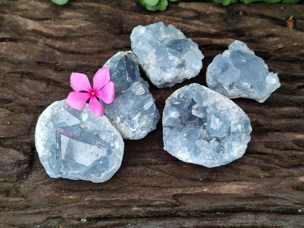 Natural Blue Celestite Specimens x 25 From Sakoany, Madagascar