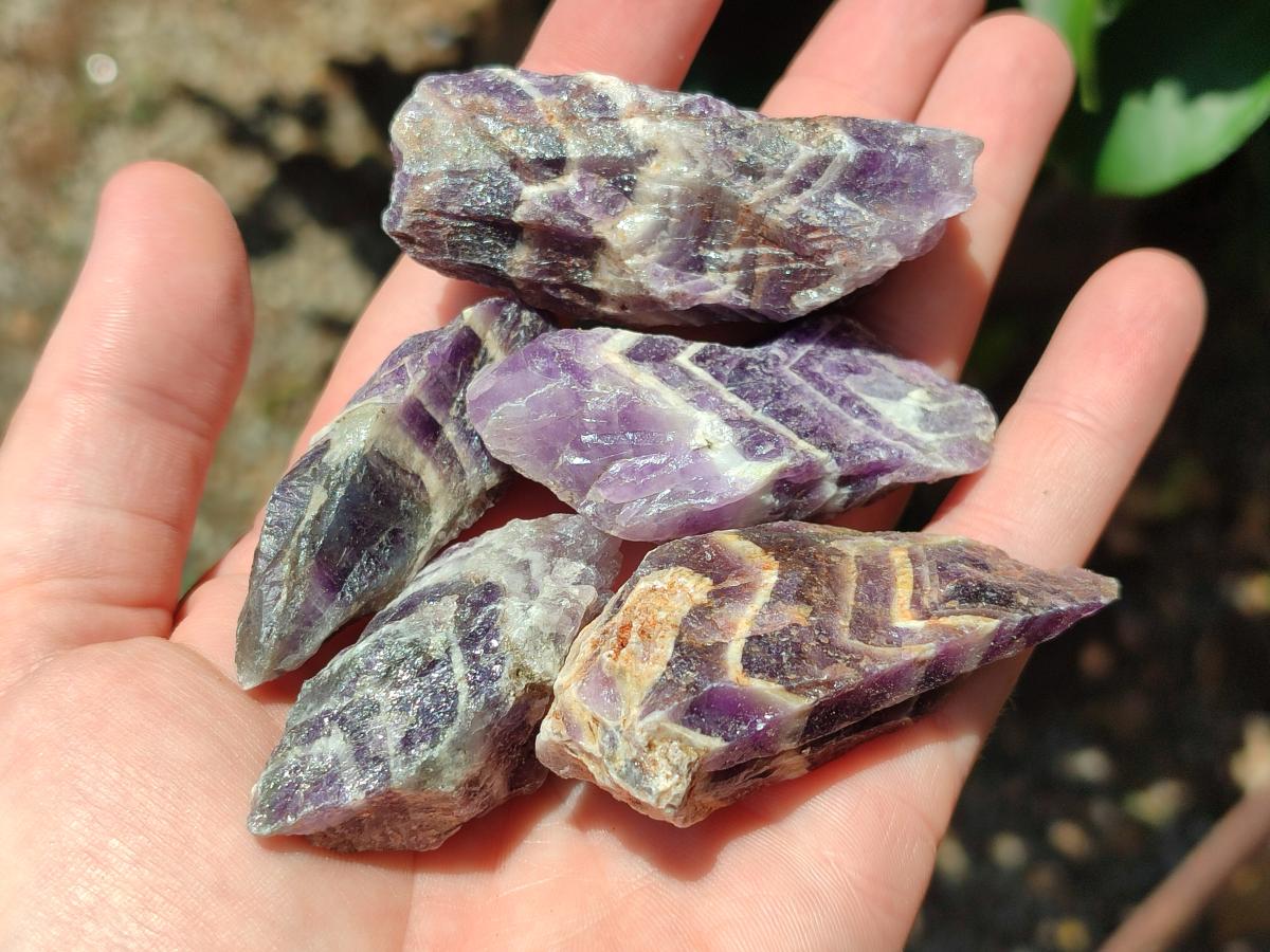 Natural Chevron Amethyst Dogtooth Crystals x 3kg Lot From Zambia