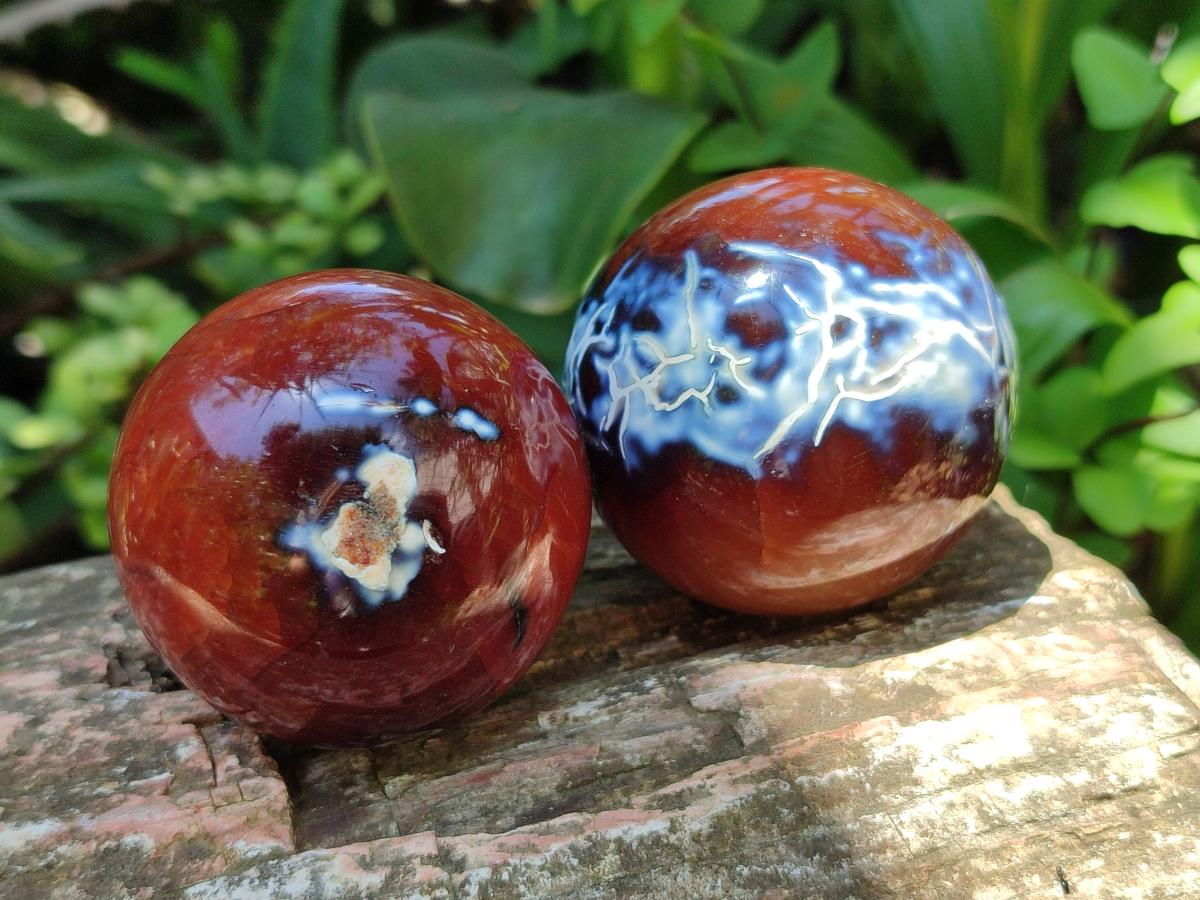 Polished Carnelian Agate Gemstone Spheres x 12 From Madagascar - Toprock Gemstones and Minerals 
