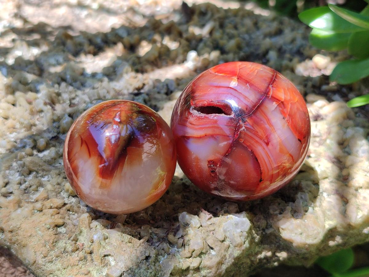 Polished Carnelian Agate Gemstone Spheres x 12 From Madagascar - Toprock Gemstones and Minerals 