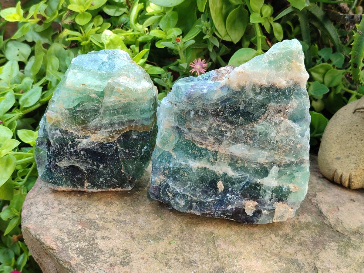 Natural Watermelon Fluorite Cobbed Specimens x 2 From Uis, Namibia