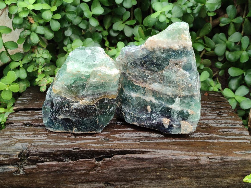 Natural Watermelon Fluorite Cobbed Specimens x 2 From Uis, Namibia