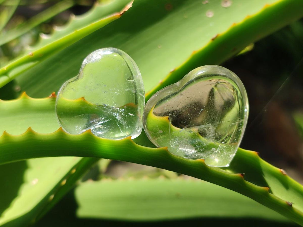 Polished Small Smokey and Clear Quartz Hearts x 35 From Madagascar