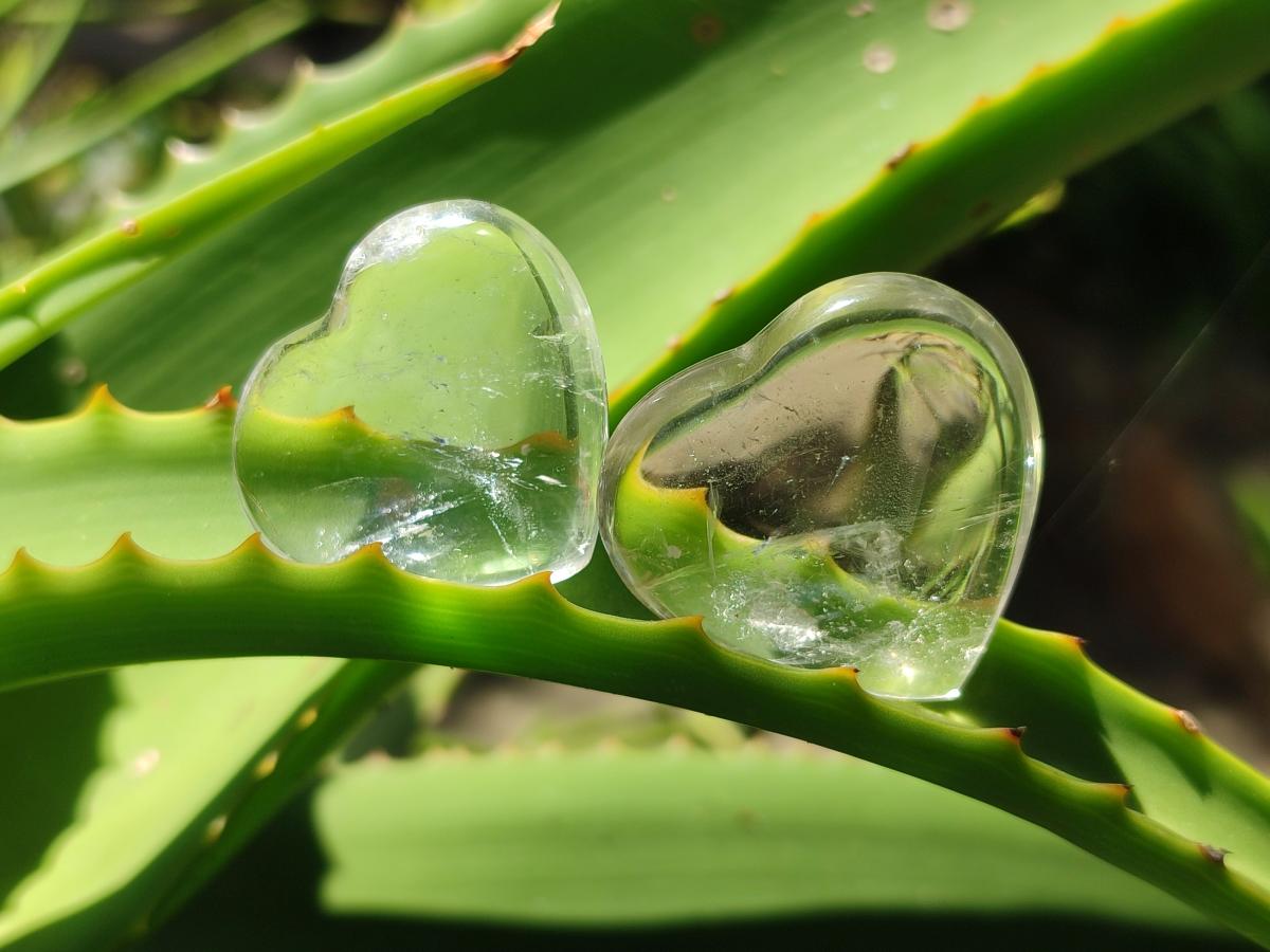 Polished Small Smokey and Clear Quartz Hearts x 35 From Madagascar