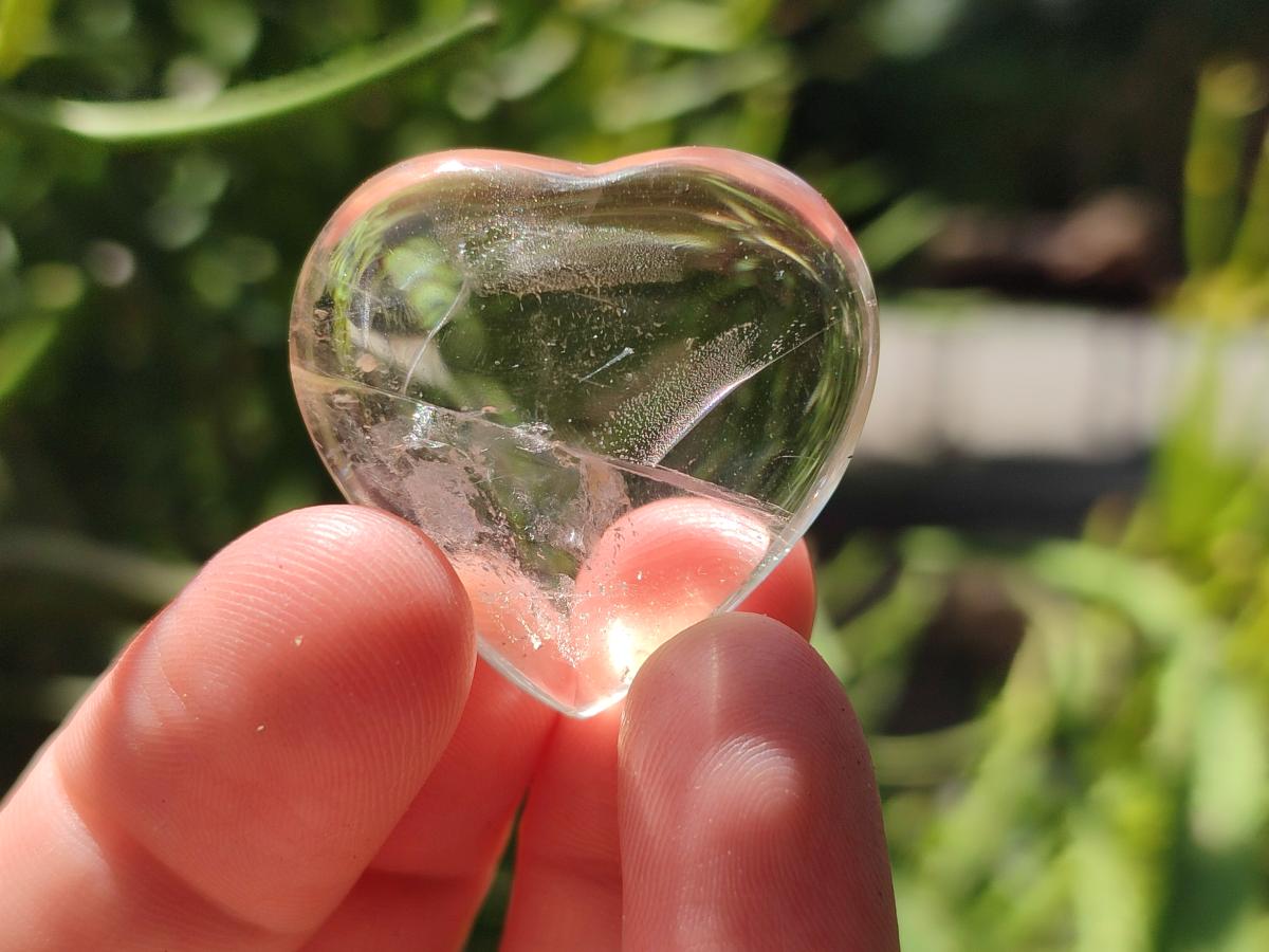 Polished Small Smokey and Clear Quartz Hearts x 35 From Madagascar