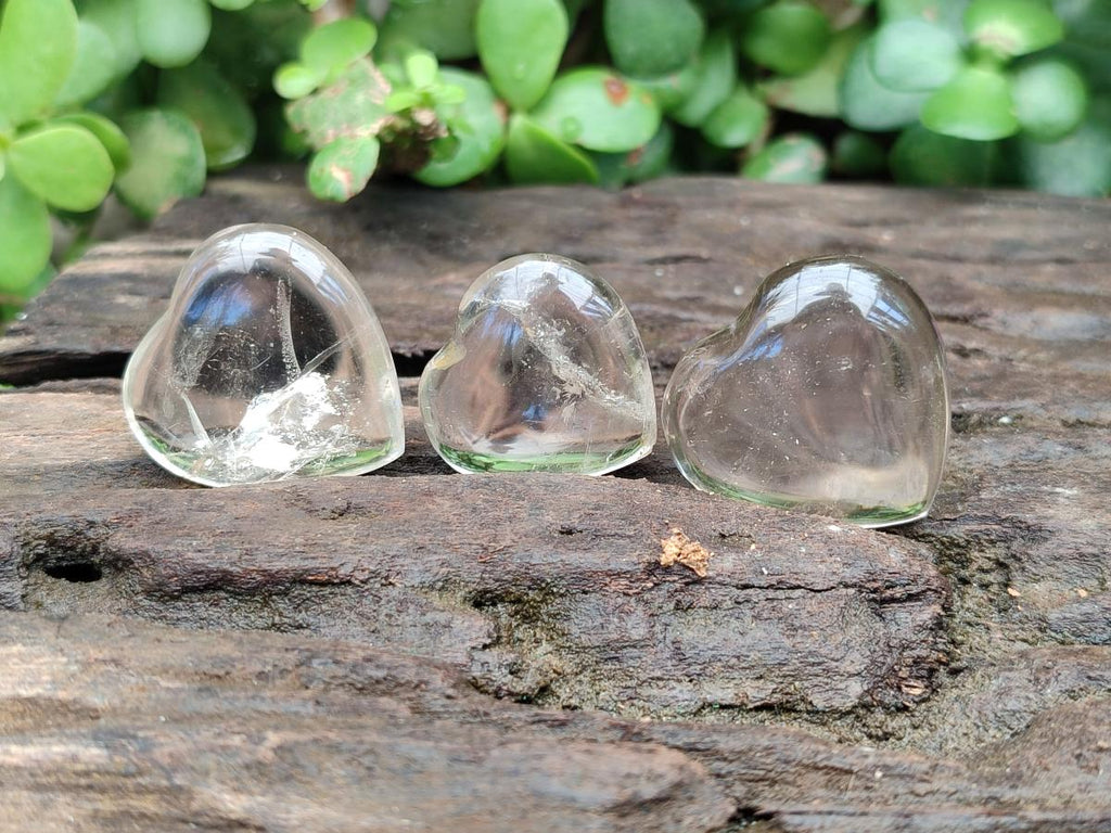 Polished Small Smokey and Clear Quartz Hearts x 35 From Madagascar