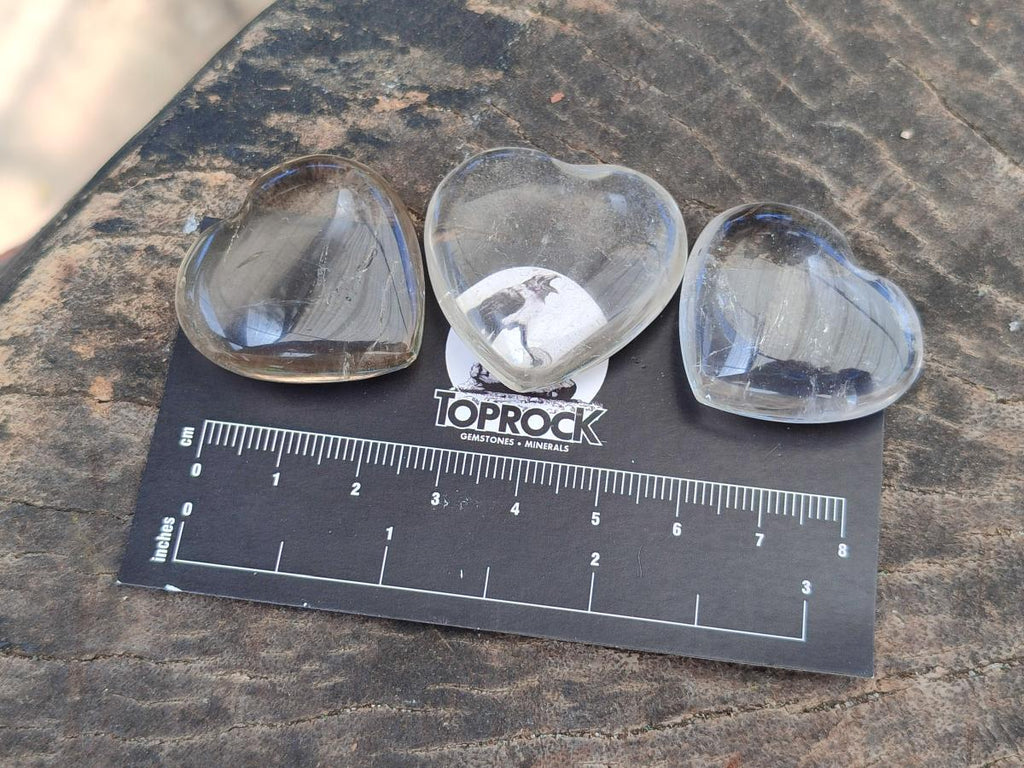 Polished Small Smokey and Clear Quartz Hearts x 35 From Madagascar