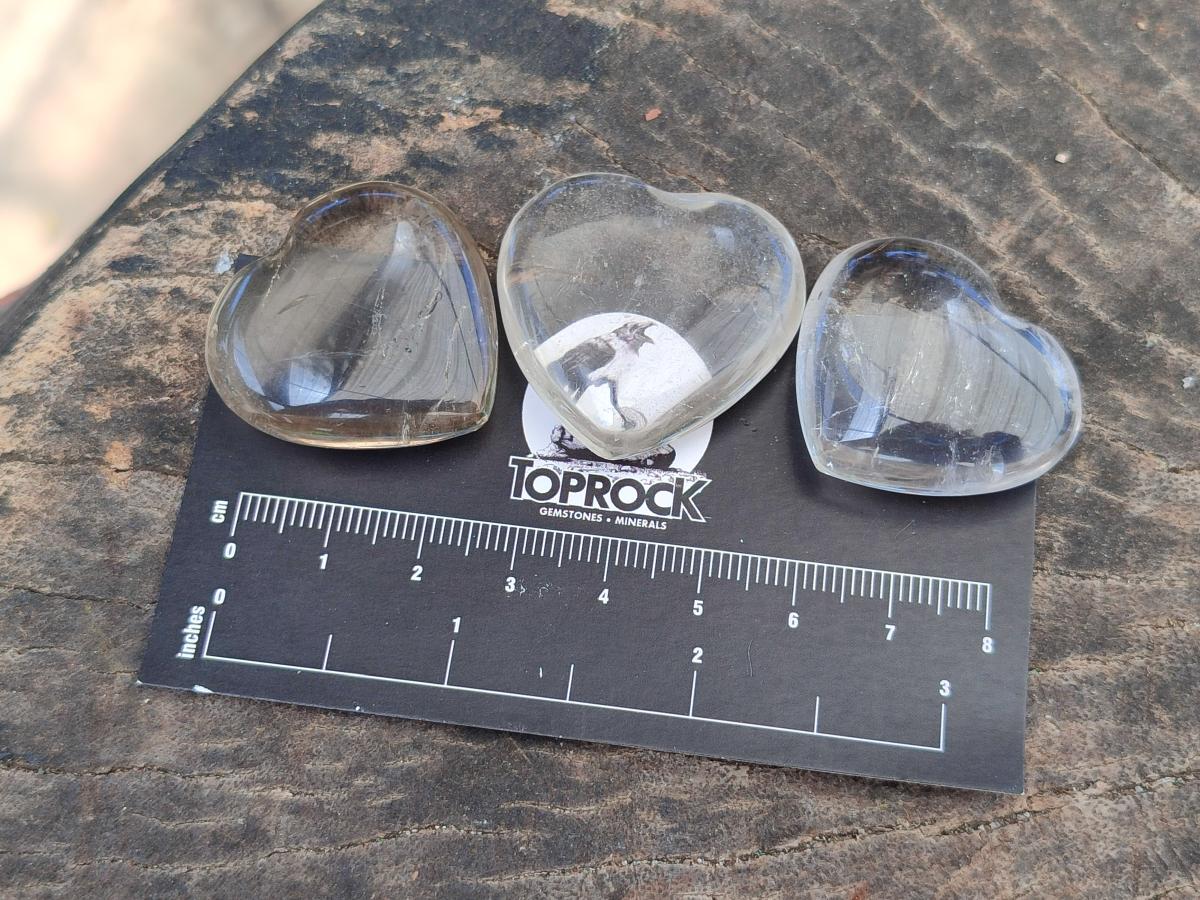 Polished Small Smokey and Clear Quartz Hearts x 35 From Madagascar