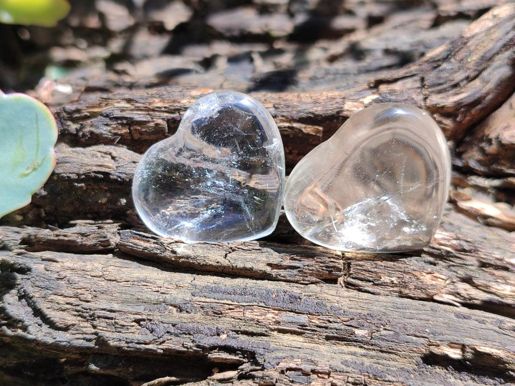 Polished Small Smokey and Clear Quartz Hearts x 35 From Madagascar