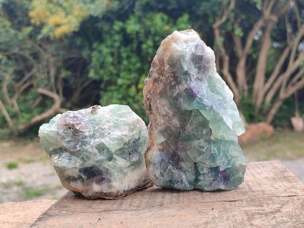 Natural Watermelon Fluorite Cobbed Specimens x 7 From Uis, Namibia