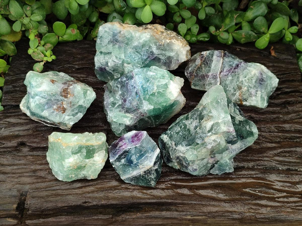 Natural Watermelon Fluorite Cobbed Specimens x 7 From Uis, Namibia
