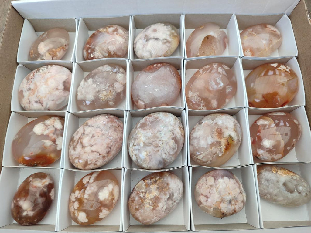Polished Flower Agate Palm Stone x 20 From Antsahalova, Madagascar