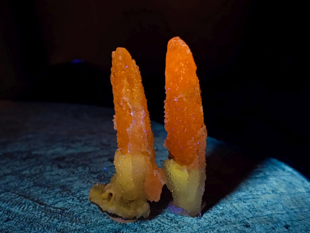 Natural Drusy Quartz Coated Spearhead Calcite Crystals x 38 From Albert's Mountain, Lesotho