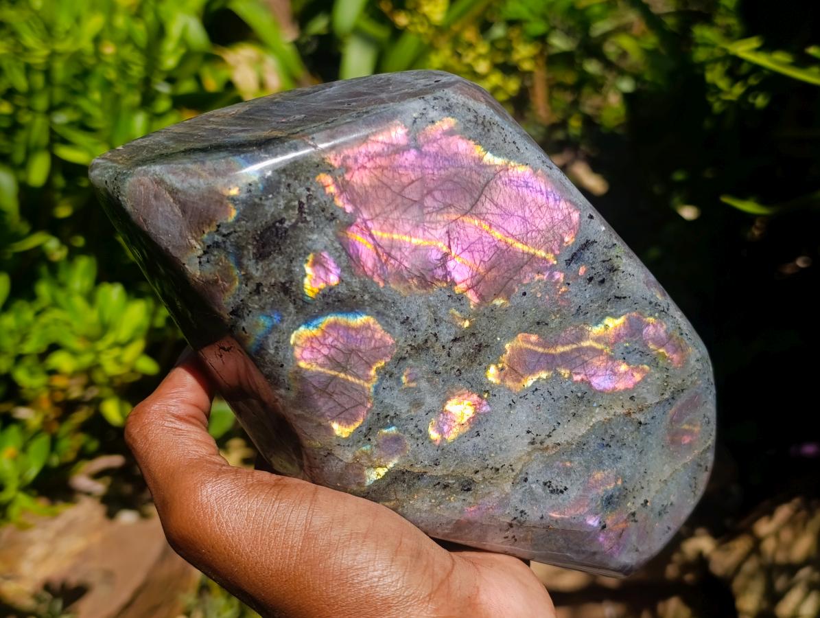 Polished Rare Purple Sunset Flash Labradorite Standing Free Form x 1 From Madagascar - Toprock Gemstones and Minerals 