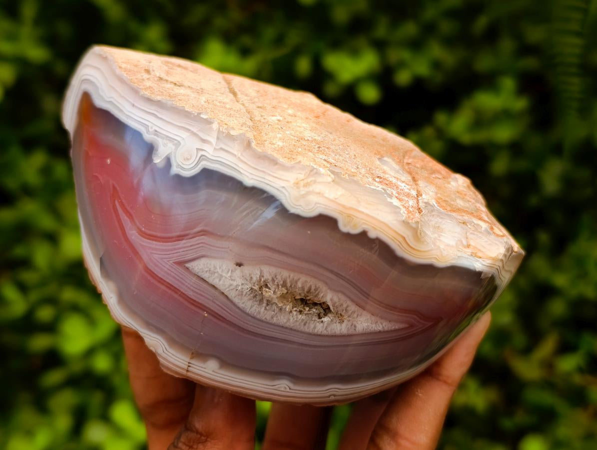 Polished One Side Red Shashe River Agate Nodules x 4 From Shashe River, Zimbabwe