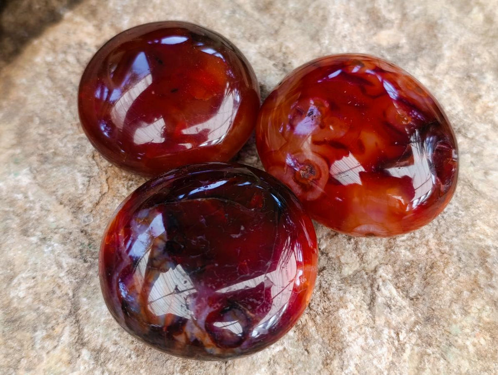 Polished Carnelian Agate Gemstone Galets x 12 From Madagascar