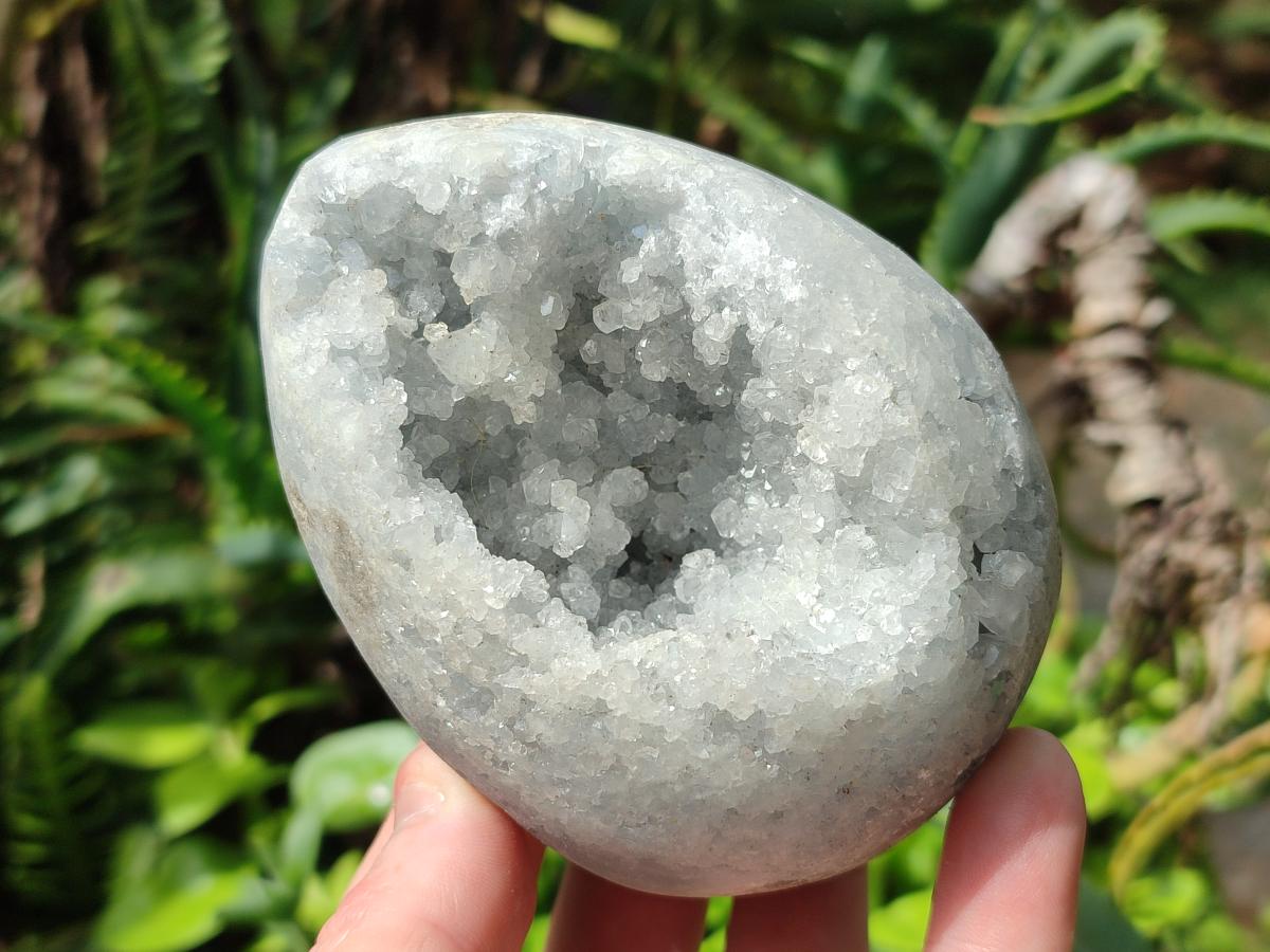 Polished Blue Celestite Eggs x 2 From Sakoany, Madagascar