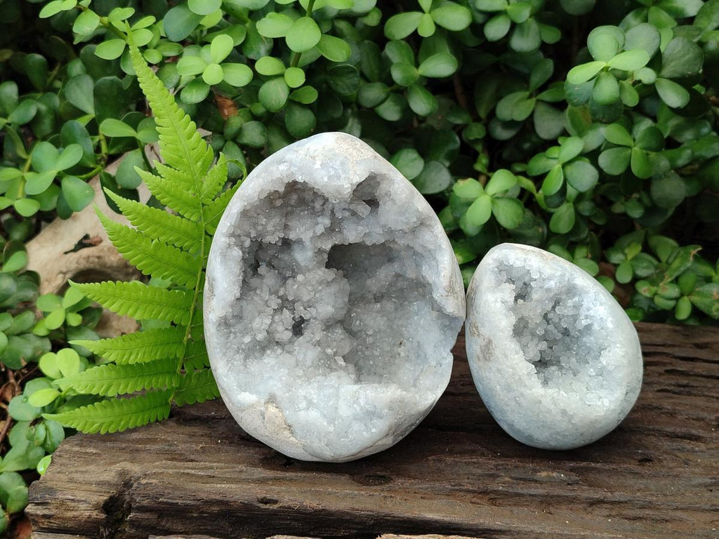 Polished Blue Celestite Eggs x 2 From Sakoany, Madagascar