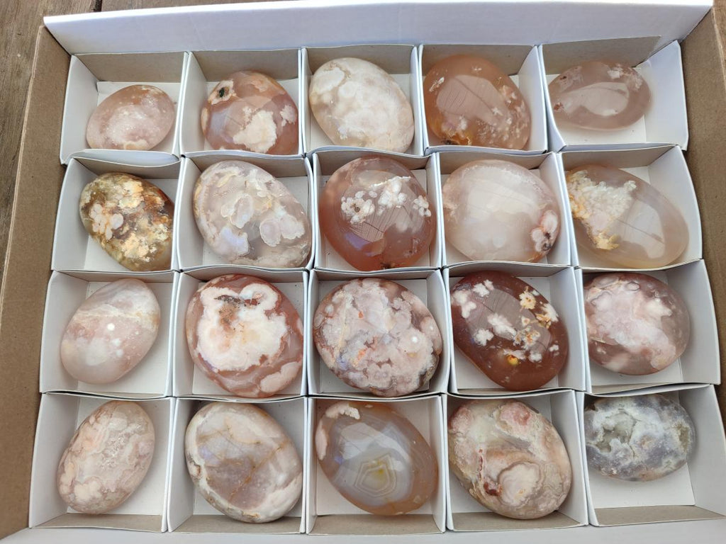 Polished Flower Agate Palm Stones x 20 From Antsahalova, Madagascar