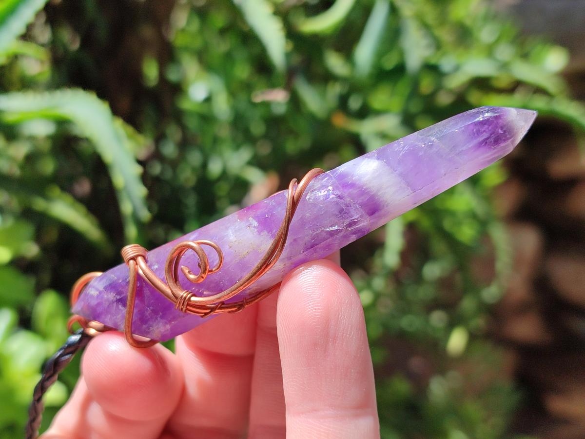 Hand Made Double Terminated Amethyst Copper Wire Wrapped Pendants - Sold Per Item - From Zambia - Toprock Gemstones and Minerals 