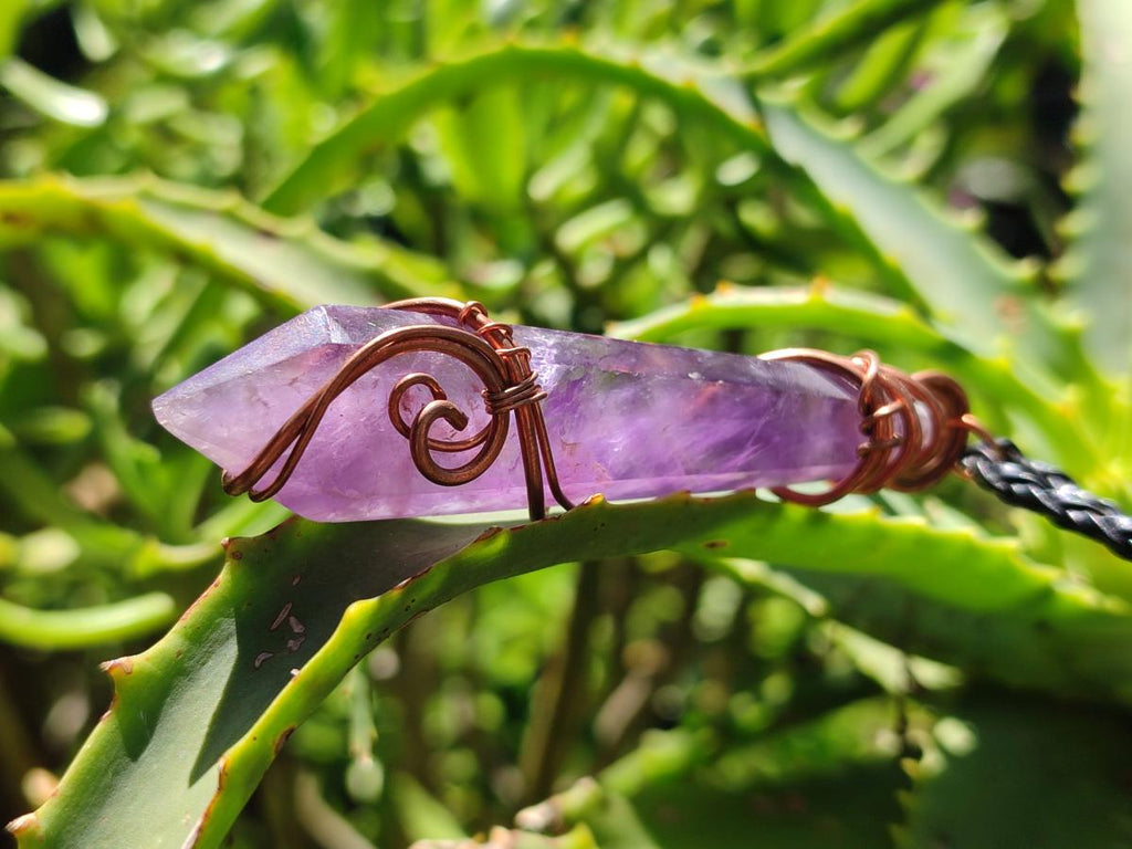 Hand Made Double Terminated Amethyst Copper Wire Wrapped Pendants - Sold Per Item - From Zambia - Toprock Gemstones and Minerals 