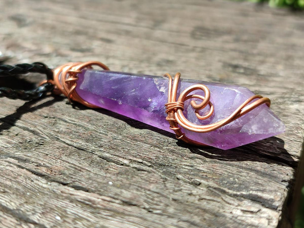 Hand Made Double Terminated Amethyst Copper Wire Wrapped Pendants - Sold Per Item - From Zambia - Toprock Gemstones and Minerals 