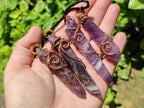Hand Made Double Terminated Amethyst Copper Wire Wrapped Pendants - Sold Per Item - From Zambia - Toprock Gemstones and Minerals 