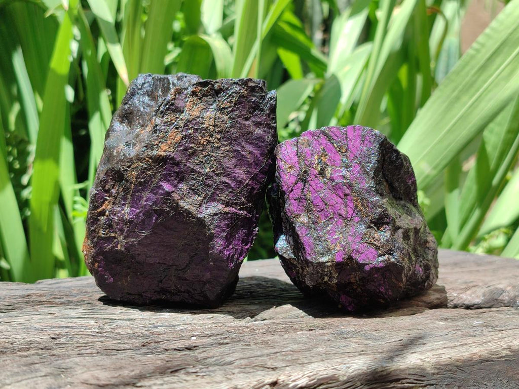 Natural Metallic Cobbed Purpurite Specimens x 4 From Erongo, Namibia