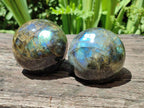 Polished Labradorite Spheres x 3 From Madagascar