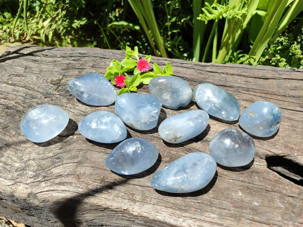 Polished Large Blue Celestite Free Form Crystals x 12 From Sakoany, Madagascar