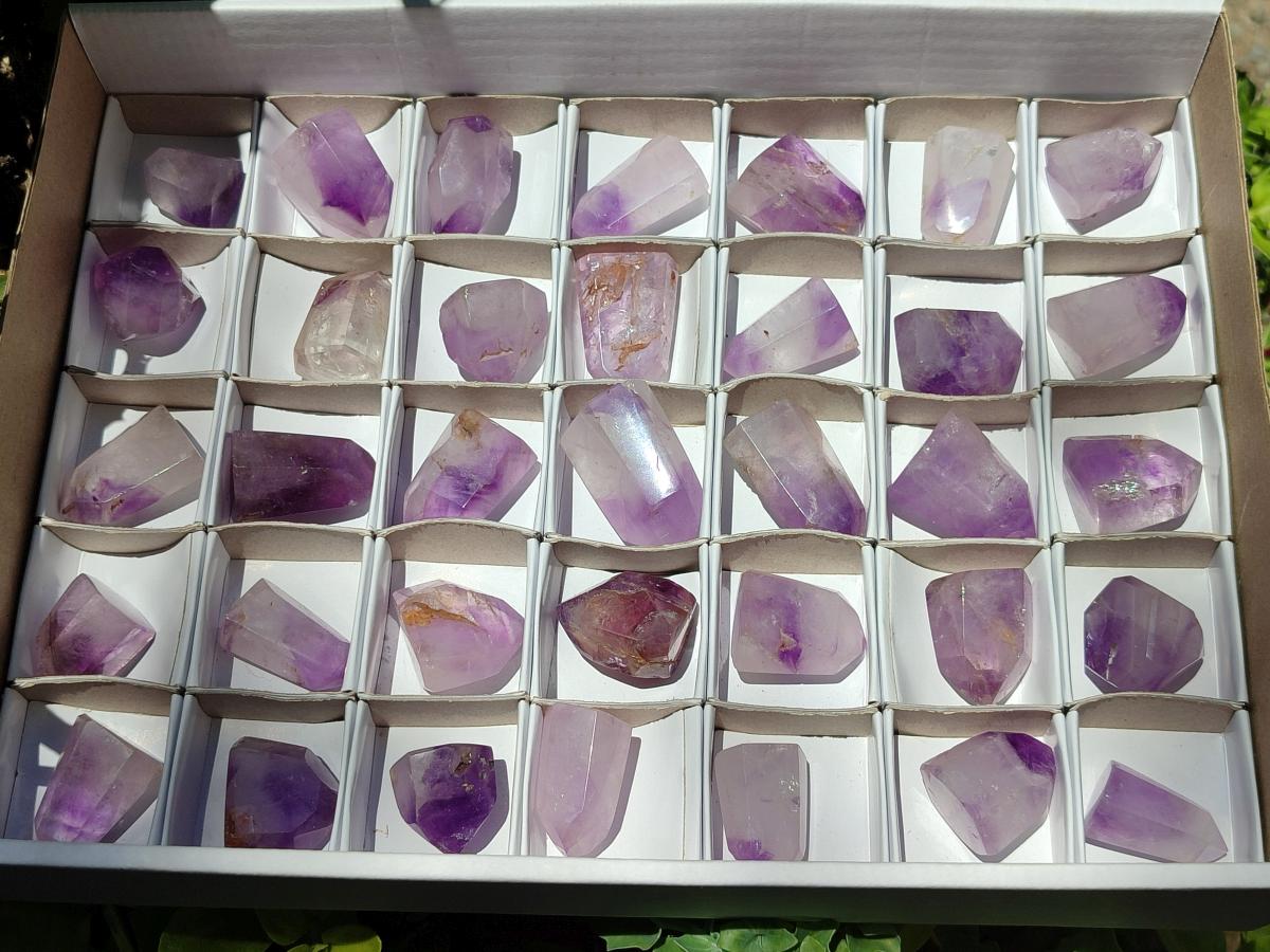 Polished Window Amethyst Crystals x 35 From Akansobe, Madagascar