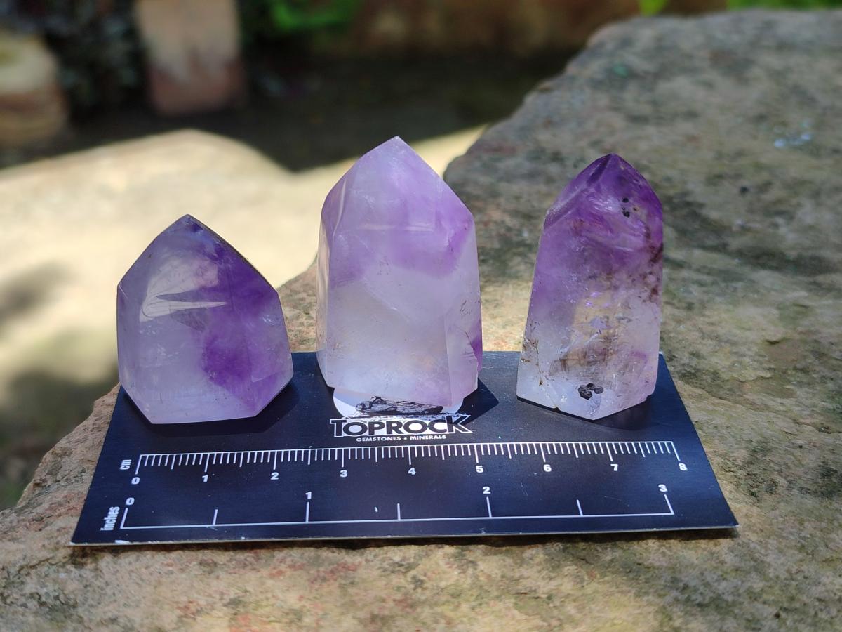Polished Window Amethyst Crystals x 35 From Akansobe, Madagascar