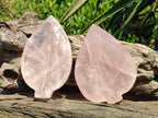 Hand Made Gemmy Rose Quartz Leaf Bowl Carvings x 5 From Madagascar