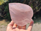 Hand Made Gemmy Rose Quartz Leaf Bowl Carvings x 5 From Madagascar