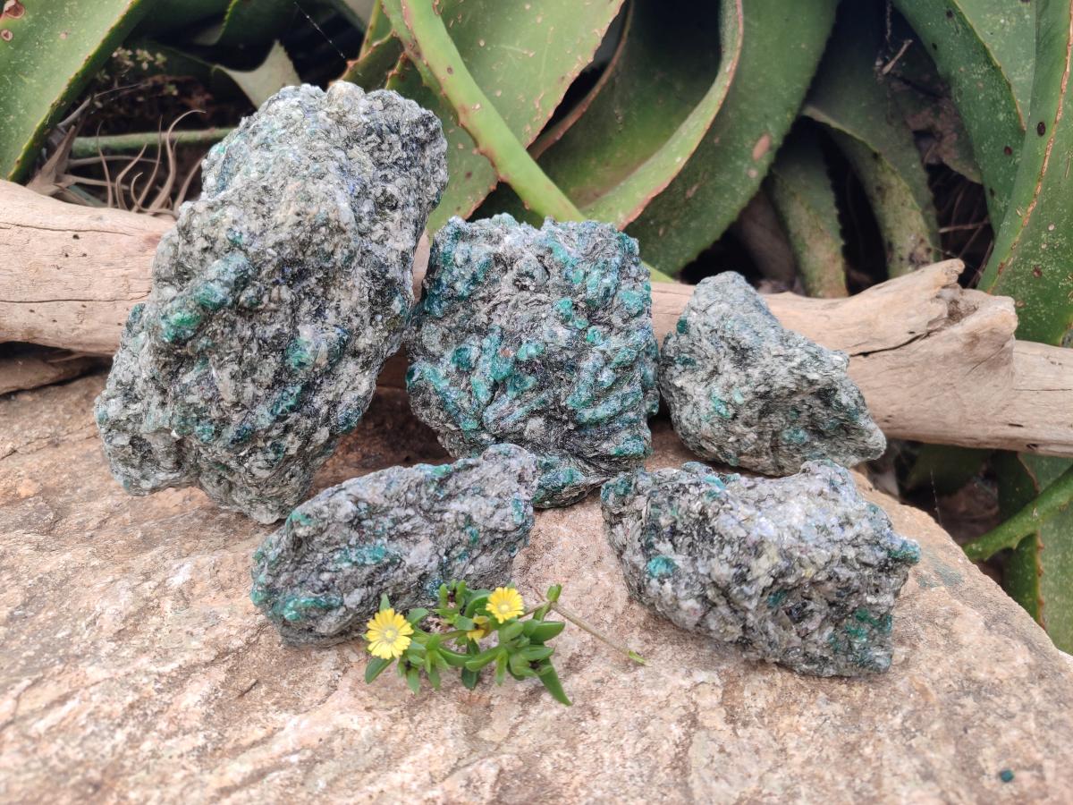 Natural Emerald Mica 'Mutokolite' Cobbed Specimens x 5 From Mutoko, Zimbabwe