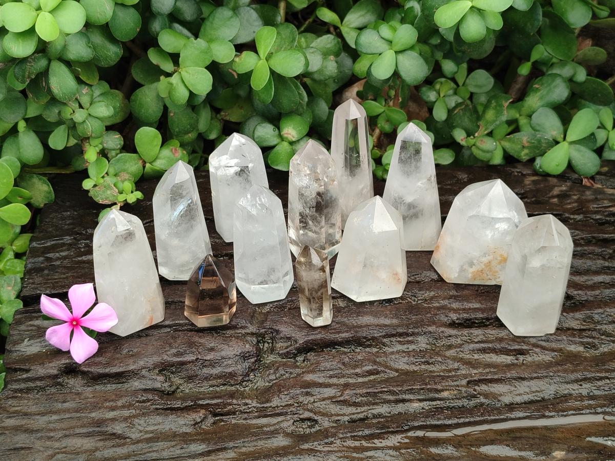 Polished Mixed Quartz Crystal Points x 13 From Madagascar