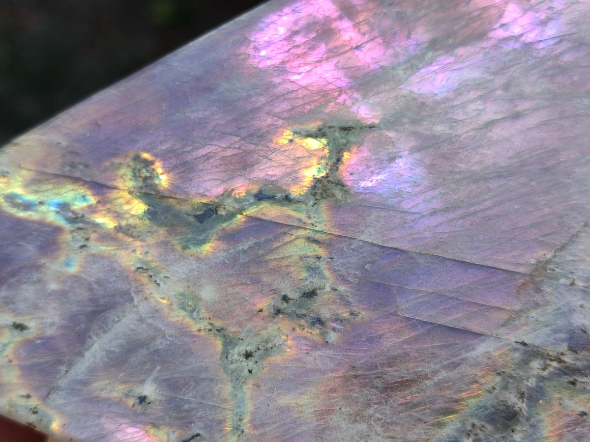 Polished Large Rare Purple Sunset Flash Labradorite Standing Free Form x 1 From Madagascar