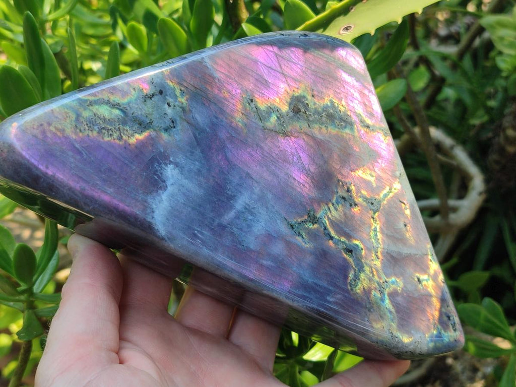 Polished Large Rare Purple Sunset Flash Labradorite Standing Free Form x 1 From Madagascar