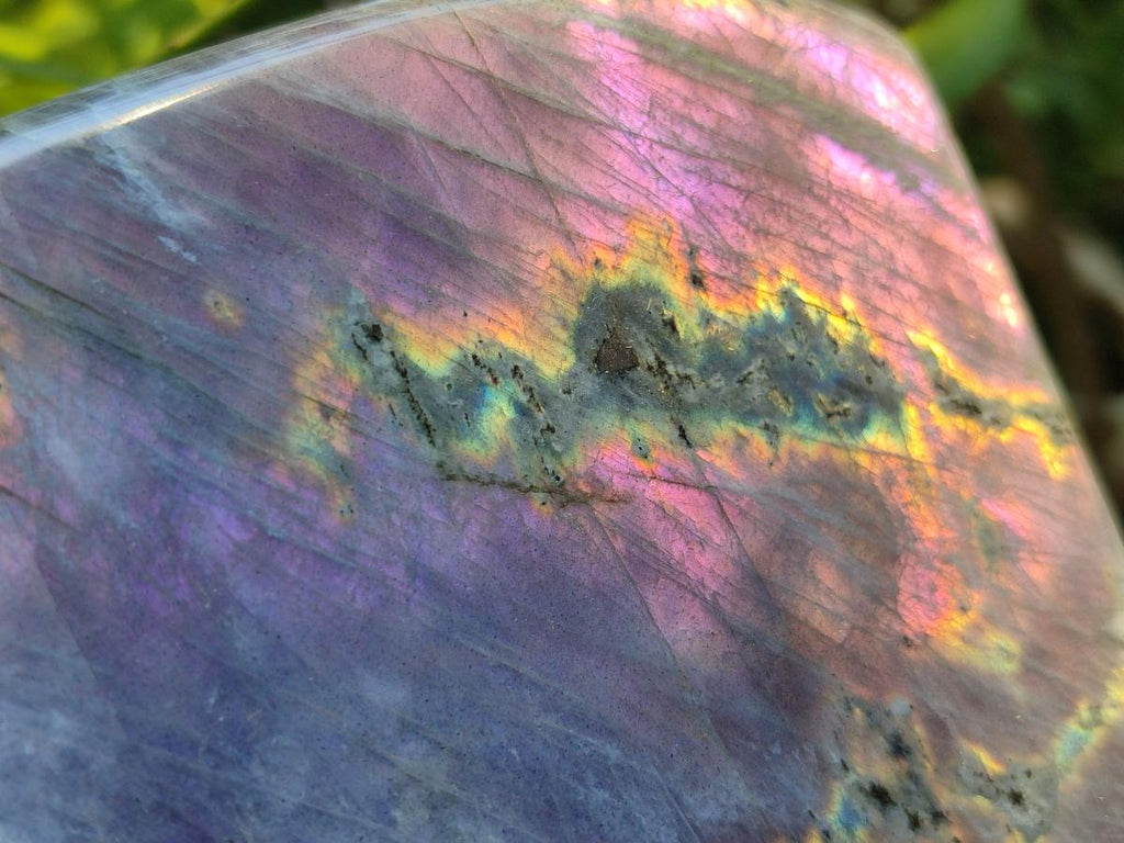 Polished Large Rare Purple Sunset Flash Labradorite Standing Free Form x 1 From Madagascar