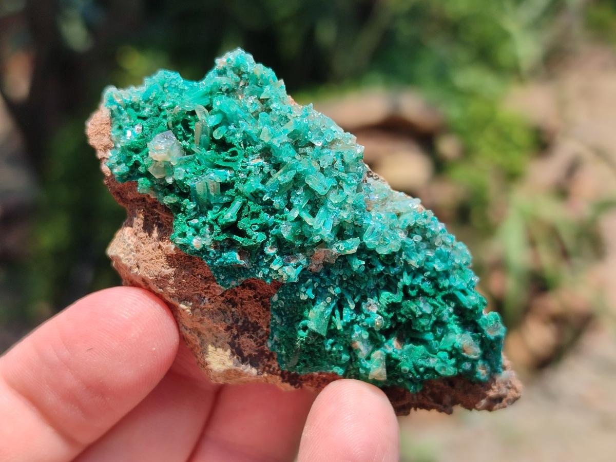 Natural Rare Bladed Barite with Malachite Specimens x 6 From Shinkolobwe Mine, Congo
